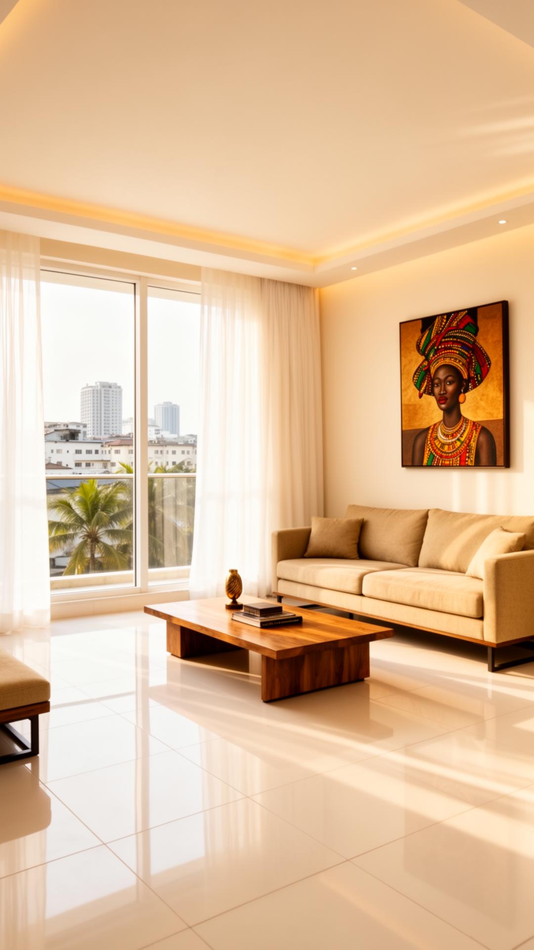 Pristine modern Abuja living room after My-Space Global service
